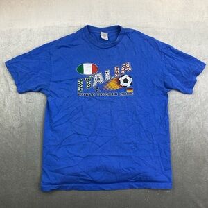 VTG Italia World Soccer 2006 T Shirt Blue Graphic‎ Alstyle Mens XL